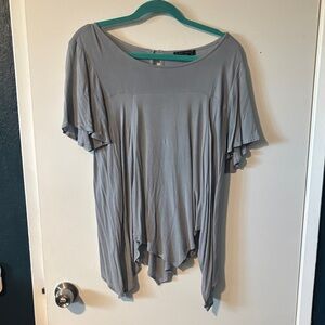 Final Touch Light Gray Flutter Sleeve Women's Top